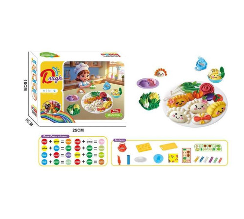 Тісто для ліплення 9008 (72/2) прес, 6 кольорів тіста, фігурна форма, дощечка, ніж, мисочка, тарілочка, в коробці – в наличии! Купите сейчас у KAZKOVA