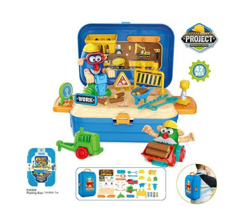 Ігровий набір 8745 (48/2) 40 елементів, тісто для ліплення, 3 машинки, інструменти, в рюкзаку – в наличии! Купите сейчас у KAZKOVA