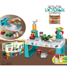 Тісто для ліплення 8734 (12) 42 деталі, 4 баночки тіста, столик, аксесуари, в коробці