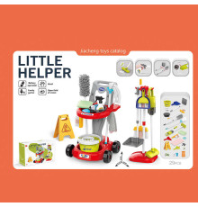 Набір для прибирання 667-67 (8) пилосос на батарейках, візок, відро з віджимом, швабра, мітли, знаки попередження та інші аксесуари, 29 предметів, в коробці