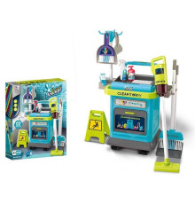 Набір для прибирання 008-206 (8) висота 63 см, 40 елементів, пилосос втягує кульки, візок для перевезення, 2 віники, 2 совки, щітка, ганчірки, губка, в коробці