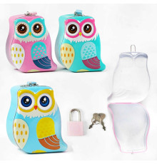 Скарбничка C 60058 (120) 3 види, “Сова”, металева, замок з ключем, ВИДАЄТЬСЯ ТІЛЬКИ МІКС ВИДІВ