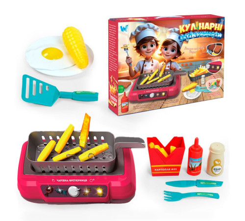 Кулінарні експерименти 24299 (18) "WToys", підсвічування, звукові ефекти, 13 аксесуарів, продукти змінюють колір, кухонне начиння, в коробці – в наличии! Купите сейчас у KAZKOVA