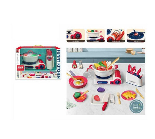 Набір кухаря RJ 5805 A (12) плита, підсвічування, звукові ефекти, мелодії, посуд, харчові продукти, в коробці