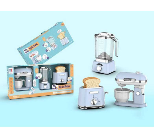 Набір побутової техніки 8060 (24) звуки, підсвічування, міксер, тостер, блендер, муляжі шматків хліба, в коробці