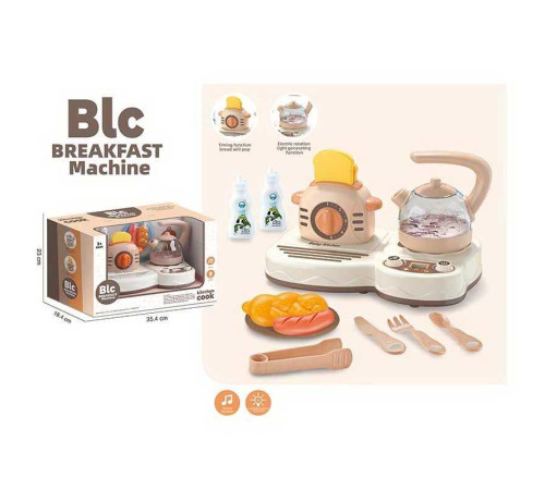 Побутова техніка 9936 A (12) підсвічування, мелодії, булькіт води, чайник, тостер, посуд, муляжі харчових продуктів, у коробці