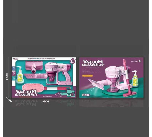 Набір для прибирання 388-9 (24) 6 елементів, пилосос на батарейках, всмоктує дрібне сміття, 2 насадки, пляшечка з “мийним засобом”, швабра з телескопічною ручкою, в коробці