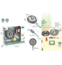 Пательня A 1015-4 (24) розмір: 26.7х16х6.4 см, продукти змінюють колір, звук смаження, підсвічування, харчові продукти, кухонна лопатка, тарілка, склянка, в коробці