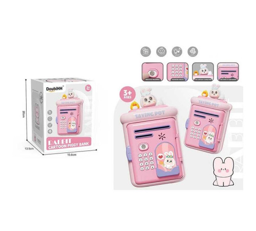 Сейф 1026-74 (48) озвучення англійською мовою, імітація відбитку пальця, режими: тваринки, музика, музичні інструменти, назви рідних, отвори для купюр і монет, в коробці