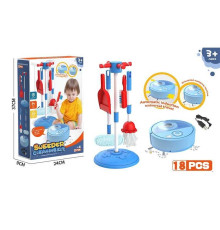 Набір для прибирання 398-8 (24) 20 предметів, пилосос працює від акумулятора 3.7 V, USB-зарядка, швабра, щітка, підставка, в коробці