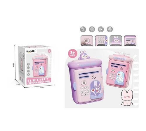 Сейф 1026-98 (48) 2 види, герой, озвучення англійською мовою, імітація відбитку пальця, режими: тваринки, музика, музичні інструменти, назви рідних, отвори для купюр і монет, в коробці