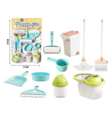 Набір господарки YY 222 (144/2) 10 елементів, 3 відра, ківш, таз, швабра, віник, совок, валик, шпатель, рухомі елементи, на листі