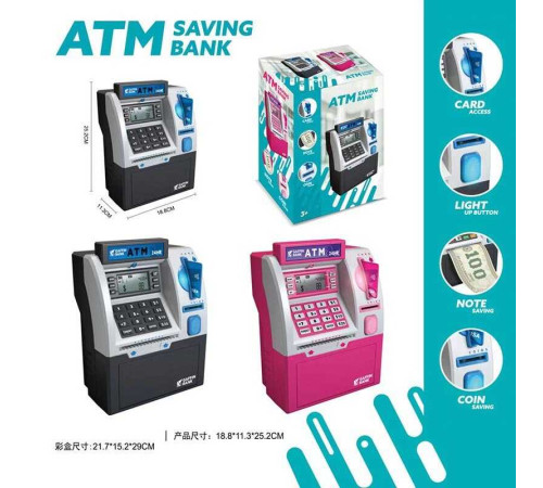 Сейф WF 3016 (24/2) 2 кольори, звуки, підсвічування, карта, іграшкові гроші, в коробці