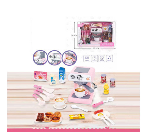 Кавомашина A 8609 (8) наливає водичку, парогенератор, звуки, підсвічування, рухливі елементи, іграшковий посуд, муляжі їжі, в коробці
