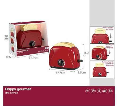 Тостер A 1002-9 (48) розмір: 17,7х8,5х15,4 см, механічний принцип роботи, 2 шматочки хліба, рухомі елементи, в коробці