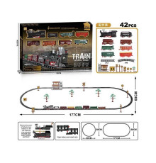 Залізниця 9299-89 (24) 42 елементи, 8 вагонів довжиною 85 см, дорога 177х68 см, підсвічування, звук-беззвучний режим, рух вперед, на батарейках, в коробці
