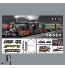 Залізниця 652 X22 (24/2) парогенерація, підсвічування, звук, акумулятор, дорога 78х154 см, 1 локомотив, 3 вагони, 14 елементів дороги, в коробці