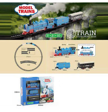 Залізниця HS 8016 B (48) 13 елементів, локомотив, 2 вагони, звуки, підсвічування, в коробці