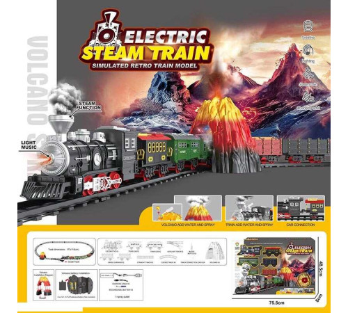 Залізниця 699-57 A (8) 22 елементи, локомотив, 5 вагонів, акумулятор 3.7 V, підсвічування, парогенератор, звуки, вулкан, в коробці – в наличии! Купите сейчас у KAZKOVA