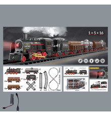Залізниця 652 X26 (24/2) парогенерація, підсвічування, звук, акумулятор, дорога 78х180 см, 1 локомотив, 5 вагонів, 16 елементів дороги, в коробці