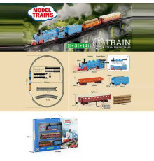 Залізниця HS 8017 B (36) 18 елементів, локомотив, 2 вагони, звуки, підсвічування, в коробці