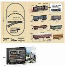 Залізниця HS 8018 A (24) звук, підсвічування, ретро локомотив, 5 вагонів, в коробці