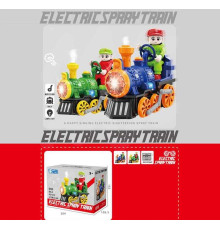 Потяг QB 78 Y (48) 2 кольори, розмір - 19х10х18 см, звук, підсвічування, парогенерація, колесо вільного ходу, рухомі елементи, в коробці