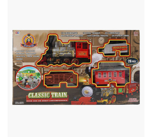 Залізниця 158 (6) 26 елементів, підсвічування, звук, парогенератор, довжина рейок 450см, 3 вагони, в коробці – в наличии! Купите сейчас у KAZKOVA