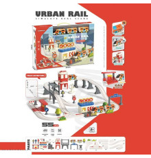 Залізниця 7725 А (10) 55 елементів, магнітне з’єднання, локомотив, 2 вагони, на батарейках, колія, аксесуари, в коробці