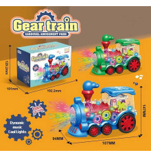 Потяг 89-508 B (48/2) 2 кольори, 3D підсвічування, звук, колеса вільного ходу, обертові шестерні, в коробці