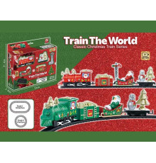 Потяг 3505 A (108) локомотив, вагон, санчата, платформа з ялинкою та сніговичком, 2 варіанти колії, дорожній знак, в коробці