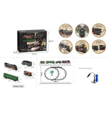 Залізниця 608 B (12) 4 вагони довжиною 68 см, дорога 99х138 см, підсвічування, парогенерація, звук-беззвучний режим, рух вперед-назад, акумулятор 3.7V, в коробці