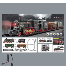 Залізниця 652 X14 (36/2) парогенерація, підсвічування, звук, акумулятор, дорога 78х129 см, 1 локомотив, 3 вагони, 12 елементів дороги, в коробці