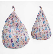 гр Крісло-мішок дитяче "Груша" Д34578 "Котики" (1) висота у підвішеному положенні 88 см, знімний водонепроникний чохол, в плівці