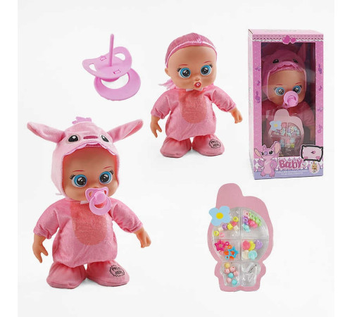 Пупс TK 2426 (40/2) висота 30 см, музичний чип, рухається, пісня англійською мовою,пустишка, набір прикрас, в коробці