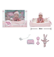 Пупс YL 2512 D-D (24) гумовий, висота 30 см, кокон з ручками, подушечка, брязкальце, пустушка, в коробці