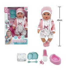 Пупс BL 251 E (12) висота 45 см, п'є з пляшечки, ходить на горщик, заплющує очі, знімний одяг, аксесуари, в коробці