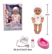 Пупс YL 2440 A-H (16) висота 40 см, заплющує очі, знімний одяг, п'є з пляшечки, ходить на горщик, аксесуари, в коробці
