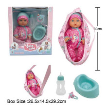 Пупс YL 2430 H-C (24) висота 30 см, п'є з пляшечки, ходить на горщик, сумка-переноска, знімний одяг, горщик, пустушка, пляшечка, в коробці