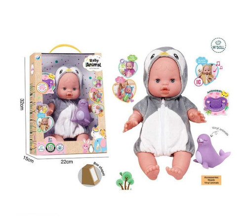 Пупс A 921 B (24/2) висота: 32 см, вініловий, знімний одяг, рухливі кінцівки, аксесуари, скляні очі, музичний чип, в коробці