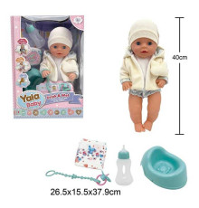 Пупс YL 2440 A-L (16) висота 40 см, заплющує очі, знімний одяг, п'є з пляшечки, ходить на горщик, аксесуари, в коробці