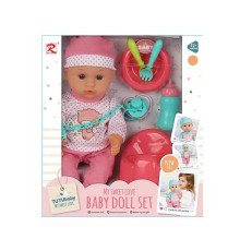 Пупс 6522 (24) висота 28 см, п’є, ходить на горщик, гумова голова, знімний одяг, горщик, пустушка, пляшечка, тарілка, в коробці