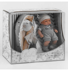 Пупс 219-1 (18/2) висота 25 см, комбінезон, шапочка, шкарпетки, рушник, матрацик з подушечкою, в коробці