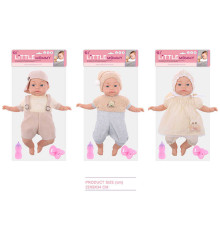 Пупс BM 3318-4 (120/2) 3 види, музичний чіп, м'якотілий, пляшечка, пустушка, в пакеті, ВИДАЄТЬСЯ ТІЛЬКИ МІКС ВИДІВ