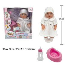 Пупс YL 2425 A-G (48) п'є з пляшечки, ходить на горщик, заплющує очі, аксесуари, висота 25 см, в коробці