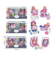 Набір пупсів 230502-01 (24/2) 3 види, 2 пупси, гумові, імітація скляних очей, аксесуари, в коробці, ВИДАЄТЬСЯ МІКС ВИДІВ