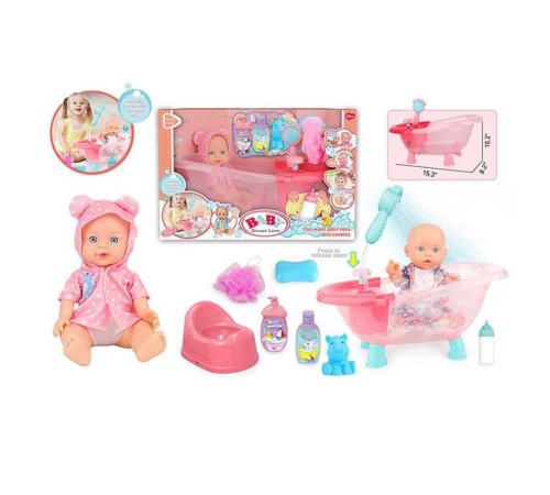 Пупс 8933 B-7 (12) висота 28 см, ванночка, помпова подача води, аксесуари, знімний одяг, в коробці