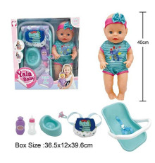 Пупс YL 2440 G-D (12) висота 40 см, п'є з пляшечки, ходить на горщик, заплющує очі, шезлонг, пляшечка, горщик, слинявчик, пустушка, в коробці