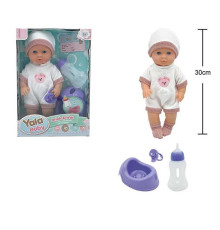 Пупс YL 2530 A-B (36) висота 30 см, п'є з пляшечки, ходить на горщик, знімний одяг, аксесуари, в коробці