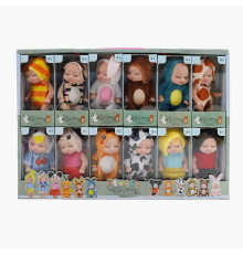 Набір пупсів 232-1 (36/2) ЦІНА ЗА 12 ШТУК В БЛОЦІ, висота 11,5см, рухливі кінцівки, знімний одяг, в коробці